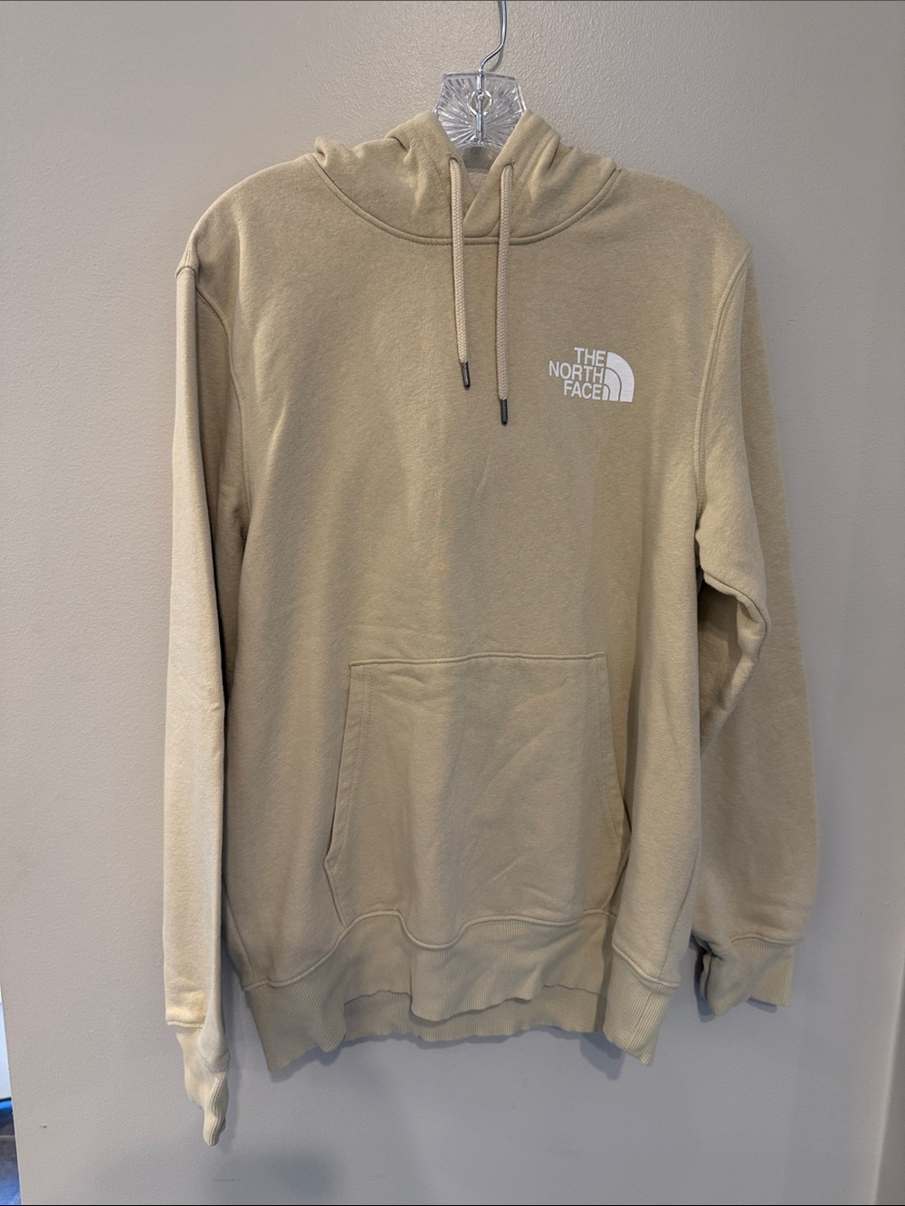The North Face Men's NSE Tan Pullover Hoodie with White Logo. Men’s Size Medium